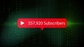 Animation of social media subscribers and numbers over binary coding data processing. Global social media, business, connections, computing and data processing concept digitally generated video. - Powered by Shutterstock - Get 15% off with code: PIKWIZARD15