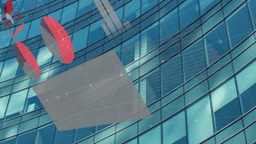 Animation of financial data processing over modern office building in city. Global finance, business, connections, computing and data processing concept digitally generated video. - Powered by Shutterstock - Get 15% off with code: PIKWIZARD15