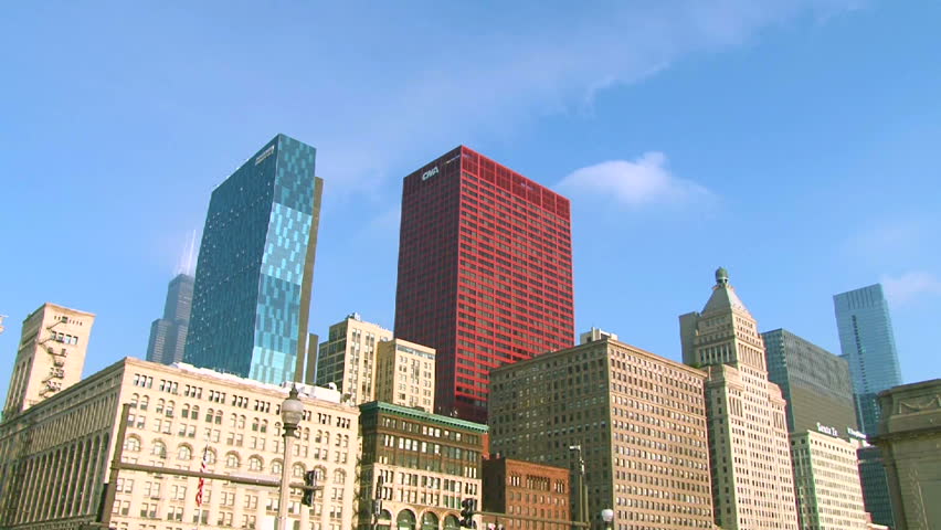 CHICAGO, ILLINOIS - CIRCA 2012: Time lapse with clouds passing and shadows