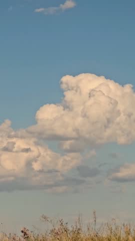 Cloudy sky timelapse floating cloudscape air atmosphere. Travel, adventure. Beautiful peaceful movement cloud white fluffy cumulus heaven background nature summer landscape time lapse, tropical beach.