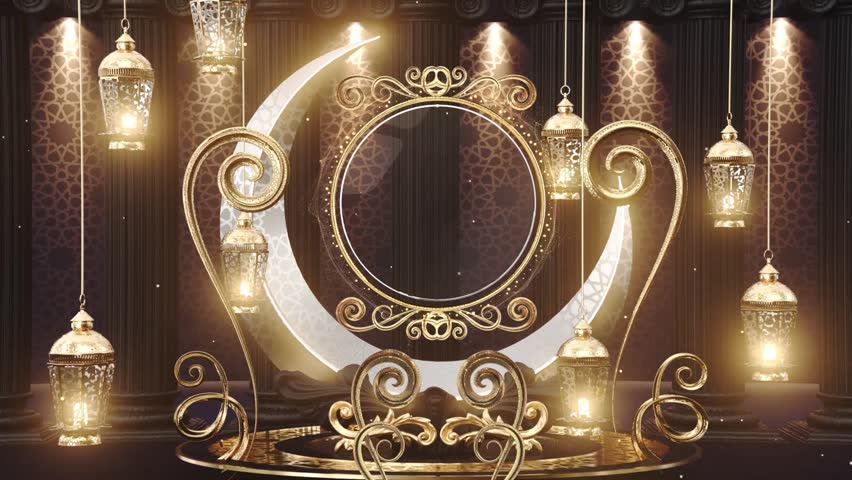 Arabic Eid Mubarak elegant, Ramadan Quran Background Animation, Islamic Ramadan golden Background, Eid Islamic 3D