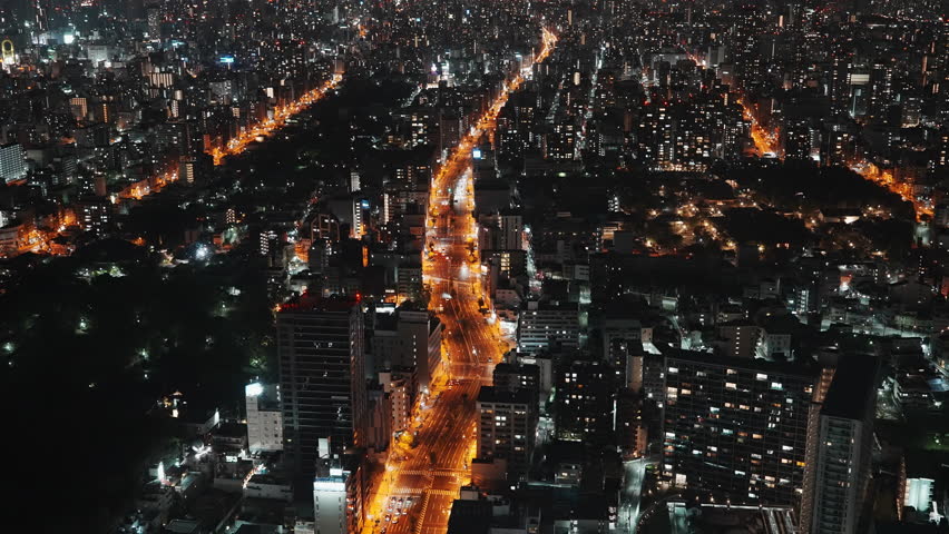 Night Cityscape of Osaka in Japan