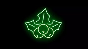 Dynamic neon animation of holly berries and leaves on a black background, showcasing festive colors and seasonal charm, perfect for holiday-themed projects - Powered by Shutterstock - Get 15% off with code: PIKWIZARD15