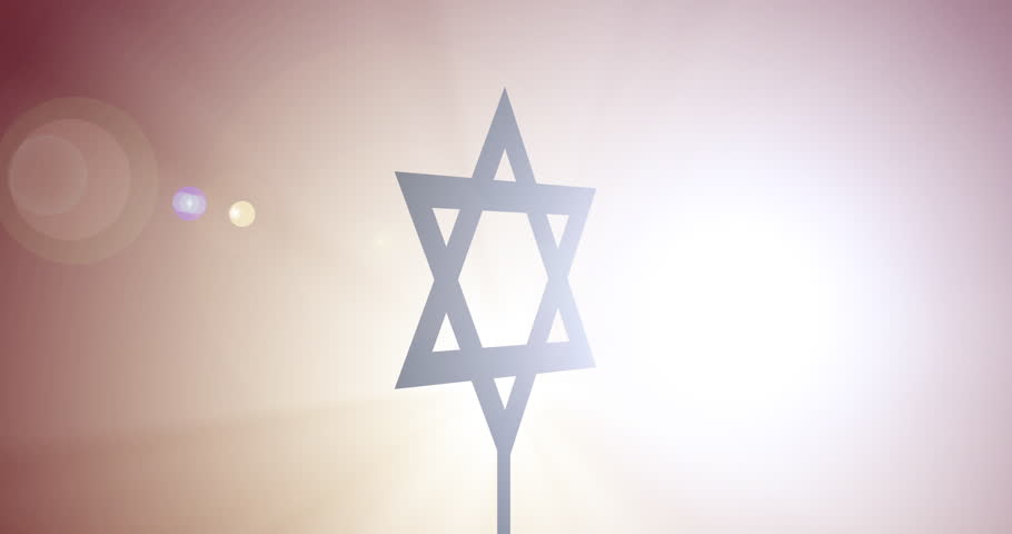 Judaism, symbol and star of david graphic with spotlight, religion and faith for spiritual worship. Illustration, silhouette and icon for pride, shadow and support with celebration and harmony