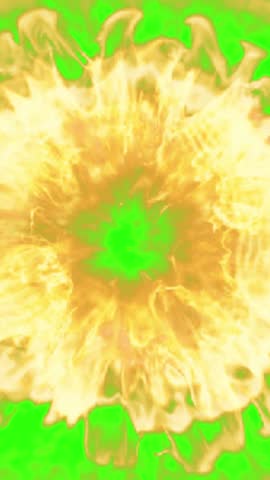 burst fire flames effect animate on green screen background vertical footage video. short video