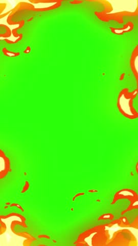 fire cartoon effect animate on green screen background vertical footage video. short video