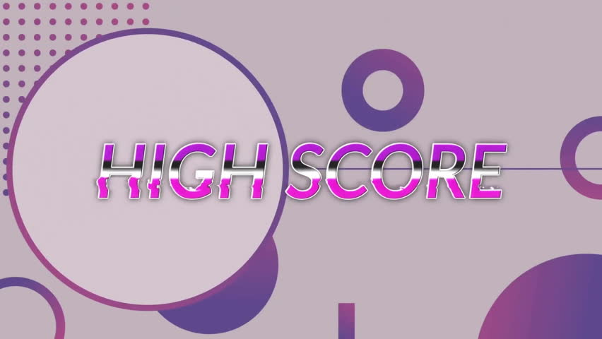 Animation of high score text and pattern on purple background. Global video game, computing, data processing and connections concept digitally generated video. - Powered by Shutterstock - Get 15% off with code: PIKWIZARD15