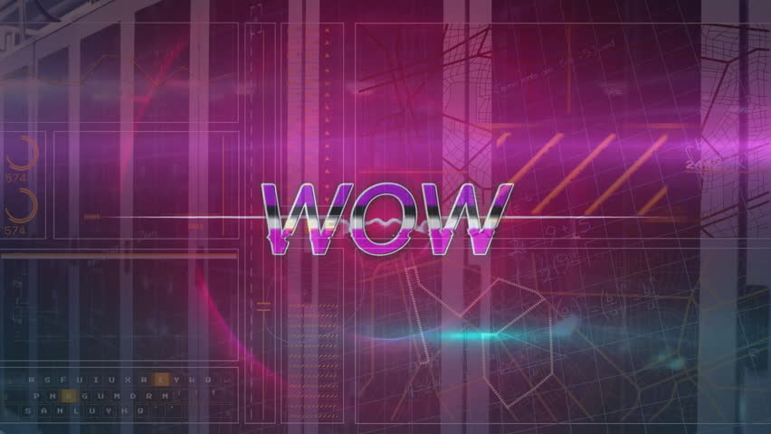 Animation of wow text and data processing over computer servers. Global business, computing, digital interface, connections and data processing concept digitally generated video. - Powered by Shutterstock - Get 15% off with code: PIKWIZARD15