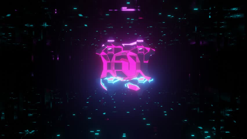 cubes structure. 3d object or structure rotates and moves inside glass mirror tunnel with neon light, bright reflections. Fantastic abstract bg looped in 4k. Vj for show. Sci fi bg. 3D Illustration - Powered by Shutterstock - Get 15% off with code: PIKWIZARD15