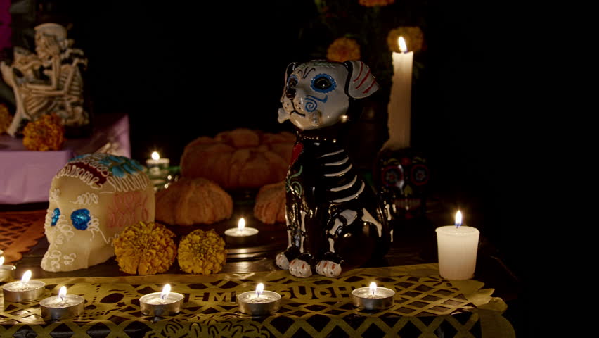 Day of the Dead Altar in Mexico, Dolly Right to Left