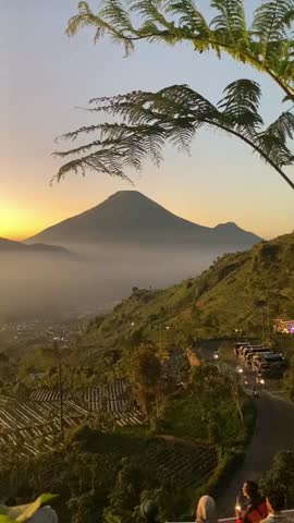 Beautiful view of the sunset over the hill 
