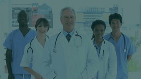 Animation of padlock icon over diverse doctors clapping in hospital. Global cyber security, medicine and healthcare services concept digitally generated video. - Powered by Shutterstock - Get 15% off with code: PIKWIZARD15