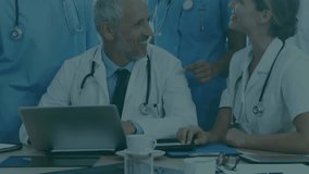 Animation of padlock icon over diverse doctors using tablet in hospital. Global cyber security, medicine and healthcare services concept digitally generated video. - Powered by Shutterstock - Get 15% off with code: PIKWIZARD15