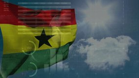 Animation of financial data processing over flag of ghana. Global business, computing, data processing and connections concept digitally generated video. - Powered by Shutterstock - Get 15% off with code: PIKWIZARD15