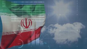 Animation of financial data processing over flag of iran. Global business, computing, data processing and connections concept digitally generated video. - Powered by Shutterstock - Get 15% off with code: PIKWIZARD15
