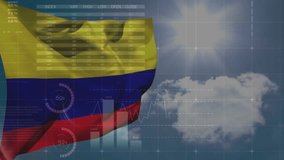Animation of financial data processing over flag of colombia. Global business, computing, data processing and connections concept digitally generated video. - Powered by Shutterstock - Get 15% off with code: PIKWIZARD15