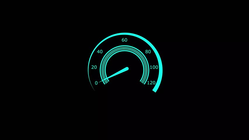 Abstract speed meter or indicator conceptual white color animation. Car dashboard speed rpm meter icon concept on black background.