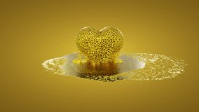 Golden heart with a textured surface starts to melt, forming a liquid pool on a solid yellow background. No visible seams or repetitive elements. - Powered by Shutterstock - Get 15% off with code: PIKWIZARD15