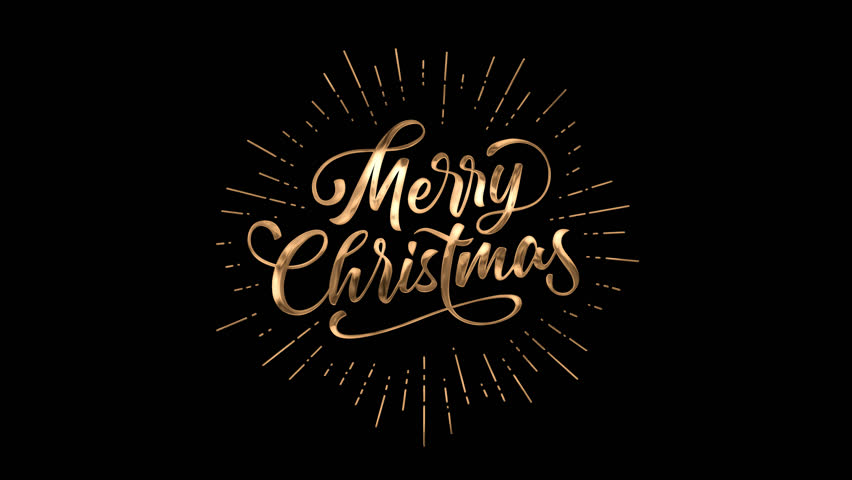 Merry Christmas Text animation in gold color. Beautiful Animated lettering Handwritten for celebrating Christmas and new year party. High Quality 4K Video