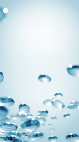 Floating blue serum liquid bubbles or water droplets in liquid. Hydration and freshness for skincare and moisturizing products. Beauty and wellness concept. Refreshing cosmetic treatments