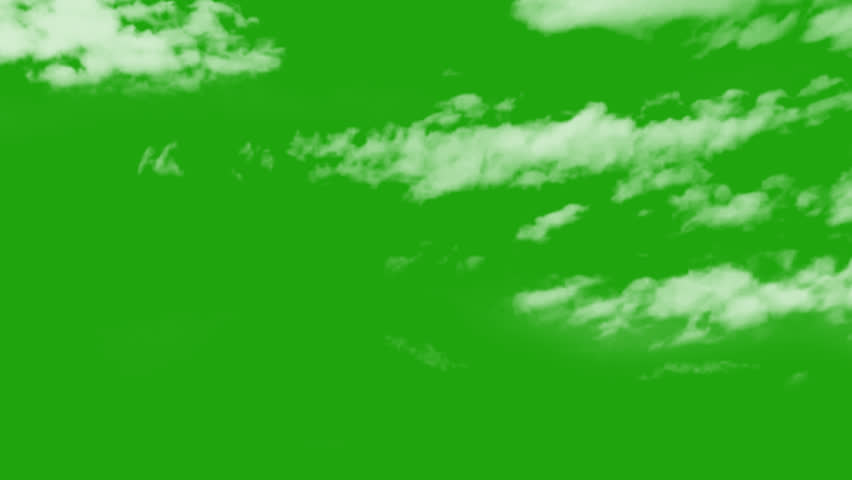 Moving clouds on green screen background, white clouds with 4K resolution, white cumulus clouds green screen background, sky clouds animation on green screen.