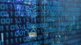 Animation of changing numbers in loading circles, binary codes over illuminated data server systems. Digital composite, multiple exposure, business, progress, computer language, data center concept. - Powered by Shutterstock - Get 15% off with code: PIKWIZARD15