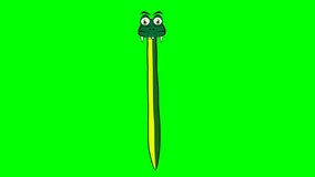 2d animated character of Surprised lizard dinosaur snake character standing vertically, with green and yellow colors, sharp teeth. in green screen background chroma key. - Powered by Shutterstock - Get 15% off with code: PIKWIZARD15