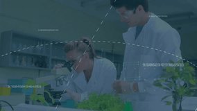 Animation of scientific data processing over diverse scientists in laboratory. Global research, medicine, science, computing and data processing concept digitally generated video. - Powered by Shutterstock - Get 15% off with code: PIKWIZARD15