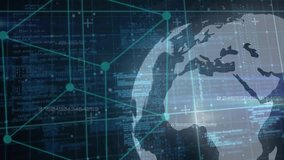 Animation of clock moving, globe of connections and data processing. Global business, connections, computing and data processing concept digitally generated video. - Powered by Shutterstock - Get 15% off with code: PIKWIZARD15