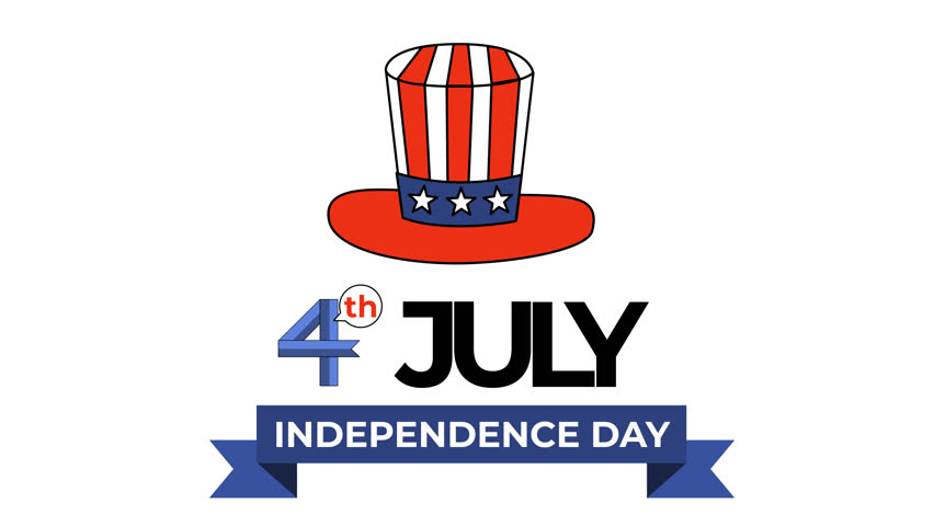 Patriotic Uncle Sam Hat Cartoon Animation. 4th of July Celebration. Independence Day United States of America. Alpha Channel. Seamless Looping.