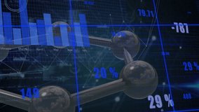 Animation of financial data processing over molecules. Global science, business, networks, connections, computing and data processing concept digitally generated video. - Powered by Shutterstock - Get 15% off with code: PIKWIZARD15