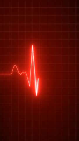 Heart beat cardiogram animate footage of red color clip. heart beat pulse cardiogram Vertical Video Footage clip