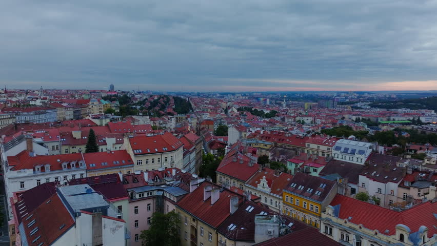 Camera gliding over Prague