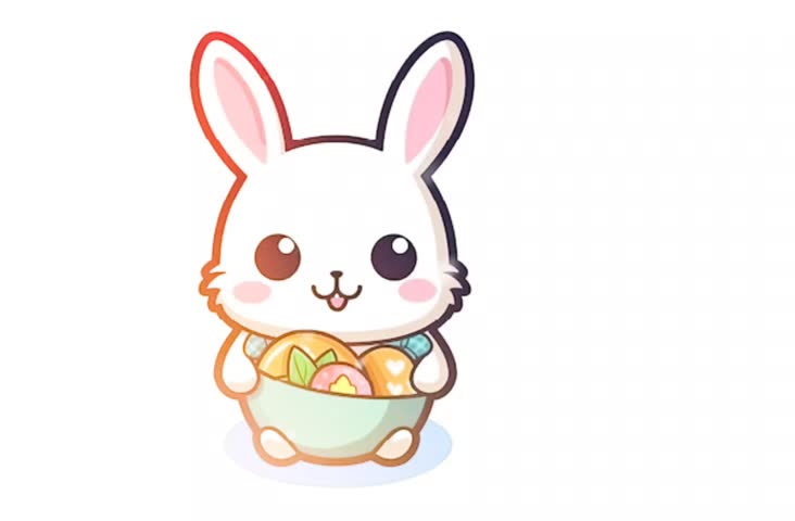 Cute Easter Bunny Animation Closeup