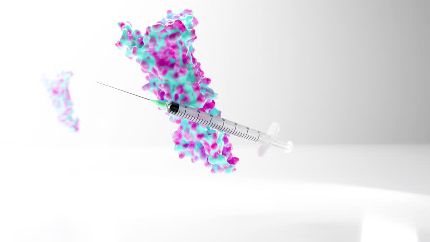 Glucagon-like peptide 1 (GLP1, 7-36) molecule The glucagon like peptide-1 receptor and syringe for the management of type 2 diabetes mellitus, type 2 diabetes 3d rendering