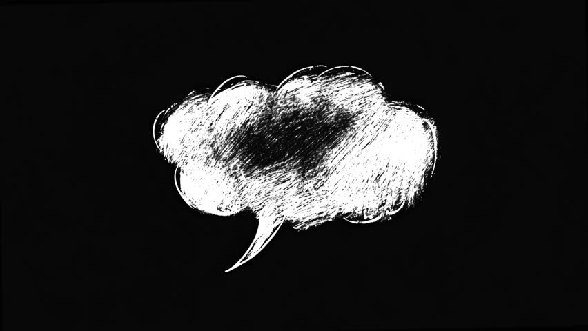 Black and White Speech Bubble Animation in 2D Doodle Style with Hand-Drawn Illustrations