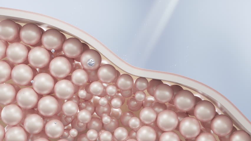 Cosmetic serum Oil drop on skin cell, Skin Repair, moisturizer, collagen serum, advertising background ready to use, 3D animation.