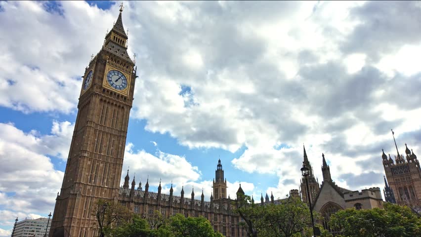 Panoramic view about the Big Ben and Commonwealth Parliamentary Association with Westminster, London, England.