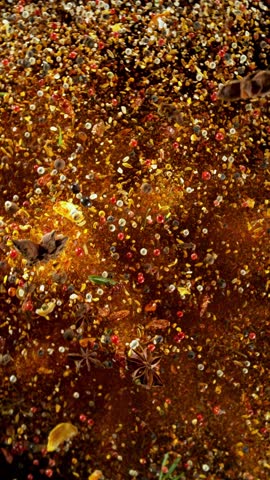 Super Slow Motion Shot of Flying and Rotating Various Spices. Filmed on High Speed Cinema Camera, 1000fps.