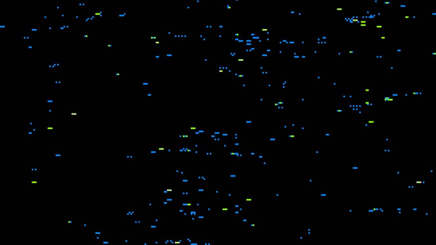 Abstract pixel retro 8bit glitch noise static, square black and green animated retro video game pixelated background, seamless looped vj pattern overlay texture