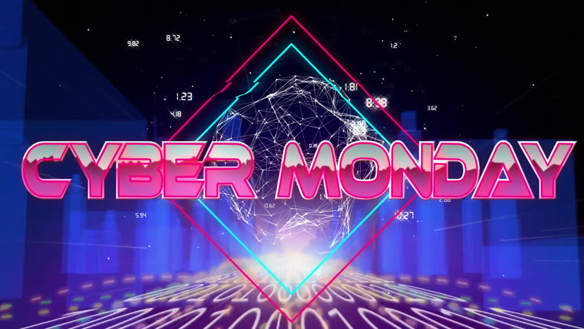 Animation of cyber monday text, connected dots globe in rhombuses over 3d model of buildings. Digitally generated, hologram, communication, globalization, architecture, sale and marketing concept. - Powered by Shutterstock - Get 15% off with code: PIKWIZARD15