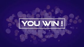 Animation of glitched you win text in rectangle with circles over blue background. Digitally generated, hologram, illustration, shape, winner, abstract, arcade and video game concept. - Powered by Shutterstock - Get 15% off with code: PIKWIZARD15