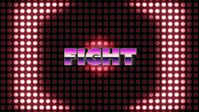 Animation of fight text and illuminated hexagons on lights against black background. Digitally generated, hologram, illustration, shape, struggle, arcade, abstract and video game concept. - Powered by Shutterstock - Get 15% off with code: PIKWIZARD15