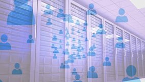 Animation of profile icon in circles over data server systems in server room. Digital composite, multiple exposure, business, network security, data center, networking and technology concept. - Powered by Shutterstock - Get 15% off with code: PIKWIZARD15