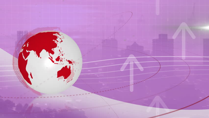 Animation of rotating globe and up arrows over fog covered modern city against sky. Digital composite, multiple exposure, business, growth, direction, globalization, buildings, architecture concept. - Powered by Shutterstock - Get 15% off with code: PIKWIZARD15