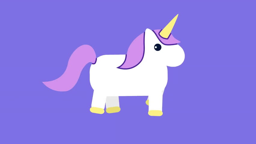 Animation of flowers and stars on rainbows with unicorn walking against blue background. Digitally generated, hologram, illustration, nature, animal, horse, cartoon and fairy tale concept.