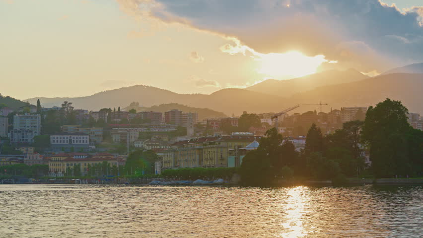 Lugano lake and City n Ticino Region in Switzerland