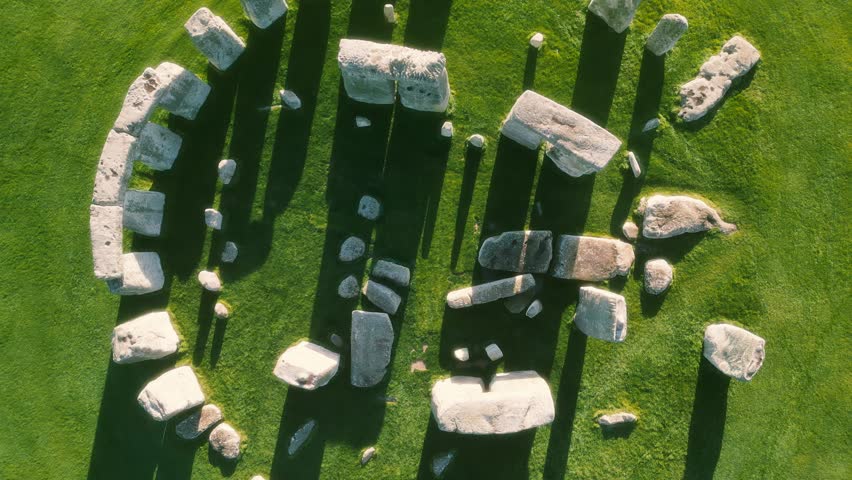 Drone view of Stonehenge and Wiltshire Countryside in England, UK. The stone circle dates to 3000 BC and is one of the best known ancient wonders of the world and UNESCO World Heritage Site.