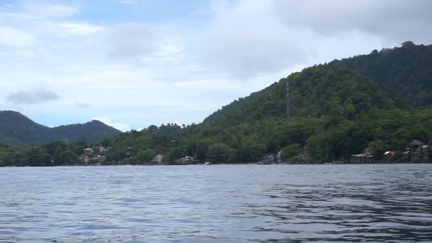 Island view from the boat. Landscape of Weh island and Rubiah island. Beautiful landcape of Sabang Island in Sumatera Indonesia.