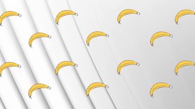 Animation of rows of bananas moving over white background. Fruit, citrus fruit, colour and pattern concept digitally generated video. - Powered by Shutterstock - Get 15% off with code: PIKWIZARD15